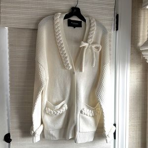 Cream bow detail knit cardigan